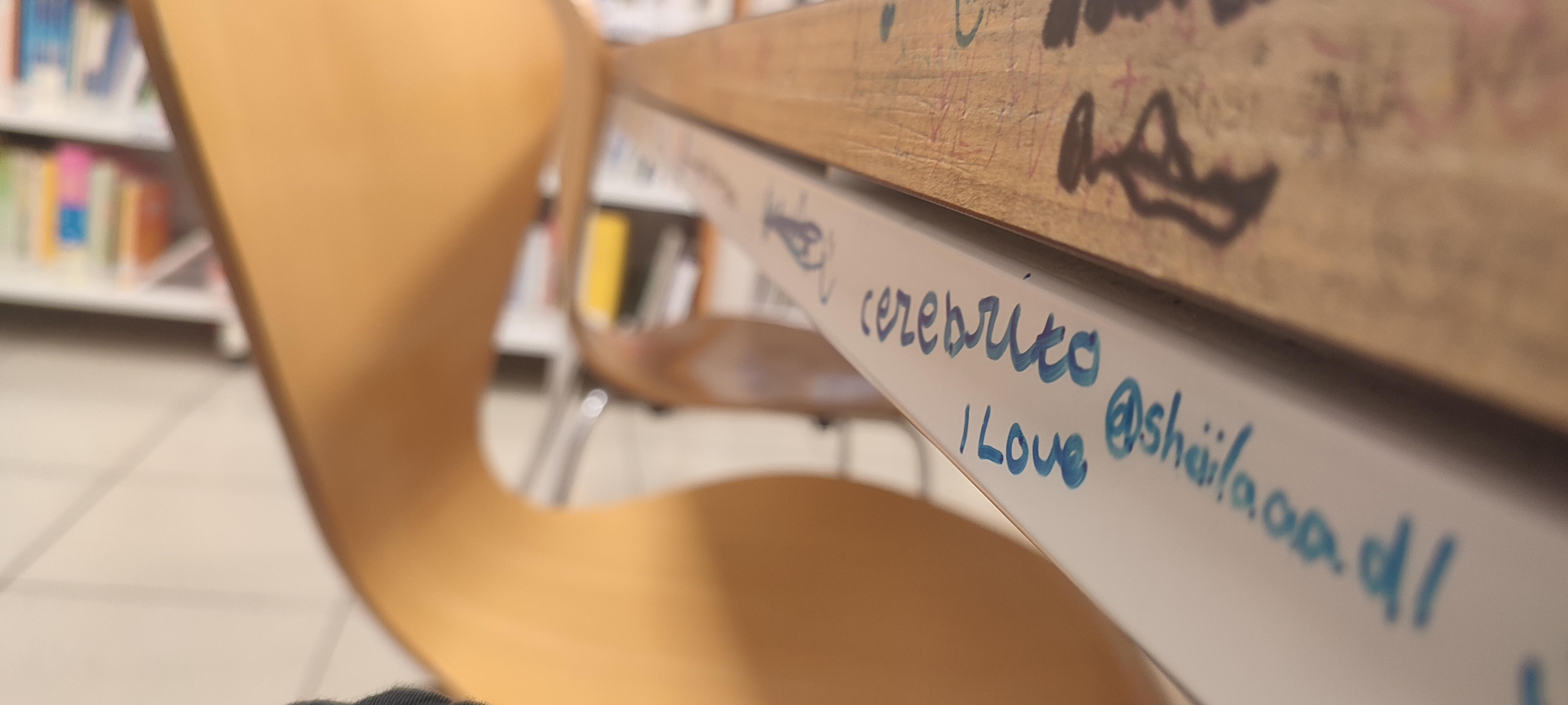 Típico de adolescentes en una biblioteca